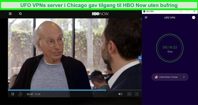 Demper din entusiasme når du spiller på HBO Nå mens du er koblet til UFO VPNs Chicago US-server