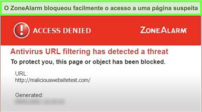 Captura de tela da notificação pop-up 