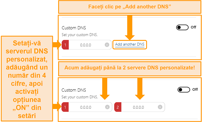 Captură de ecran cum să accesați și să creați servere DNS personalizate pe BullGuard