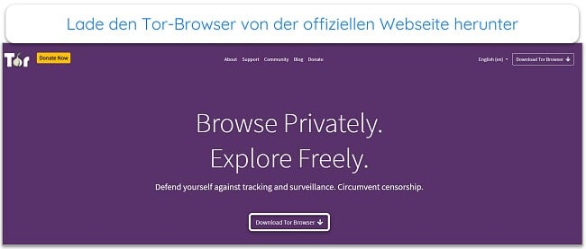 Bild der Homepage des Tor-Projekts.