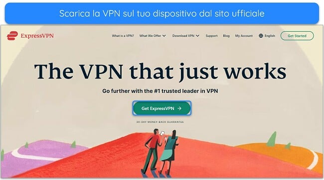 Immagine della home page di ExpressVPN, che evidenzia il file