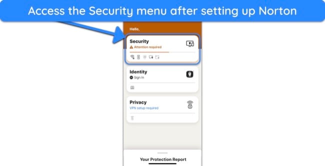 Screenshot showing how to access security features on iOS