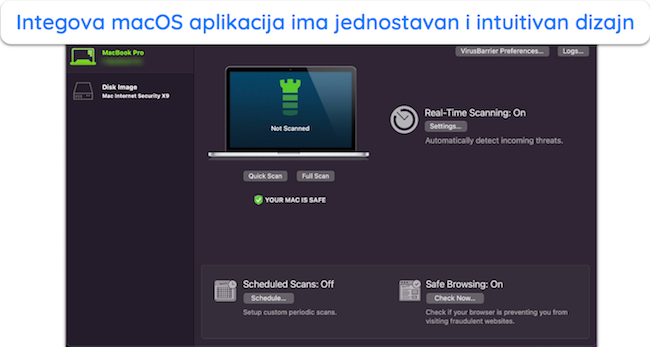 Snimka zaslona sučelja aplikacije Intego na macOS-u