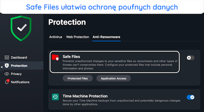 Zrzut ekranu przedstawiający narzędzia Bitdefender Anti-Ransomware