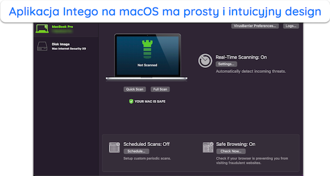 Zrzut ekranu przedstawiający interfejs aplikacji Intego na macOS