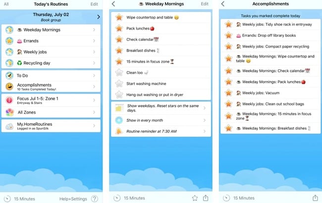 Screenshots of the Home Routines app.