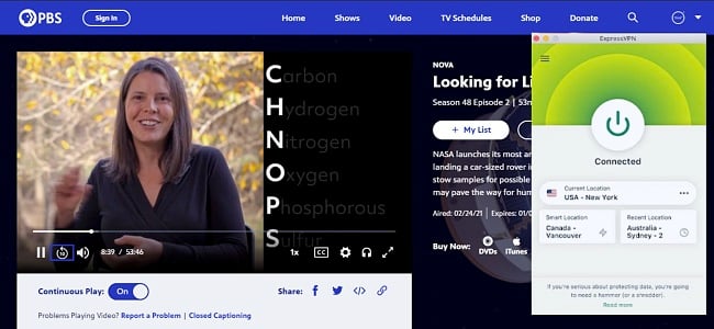 ExpressVPN successfully unblocked PBS