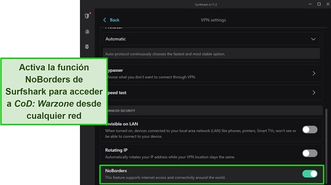 Mejores VPN para Call of Duty Warzone - Surfshark NoBorders