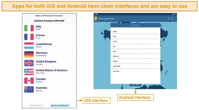 Screenshot of Lifetime Premium iOS and Android user interface