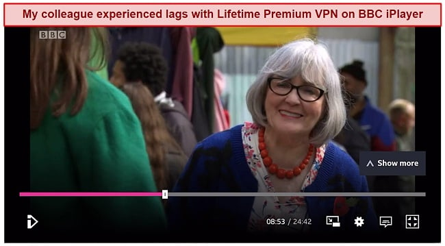 Screenshot of Lifetime Premium VPN unblocking BBC iPlayer