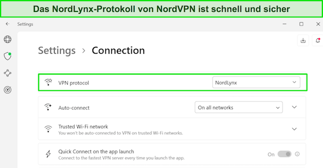 Grafik, die zeigt, wie das NordLynx-Protokoll von NordVPN eingestellt wird