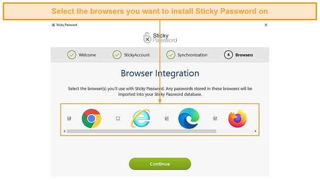 Installing Sticky Password on browsers