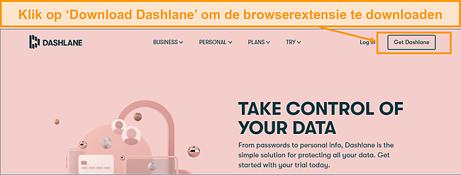 Screenshot van de Dashlane-downloadlink.