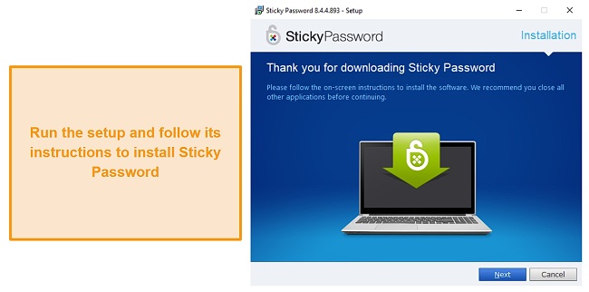 Running the Sticky Password Windows setup