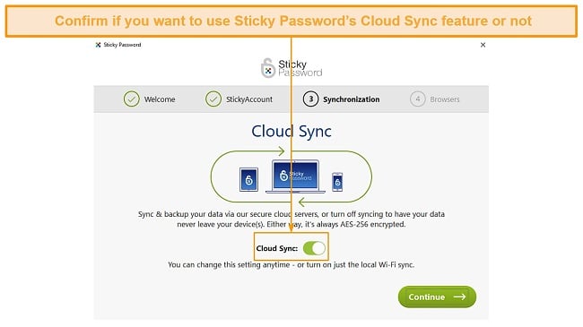 Enabling or disabling the Cloud Sync feature