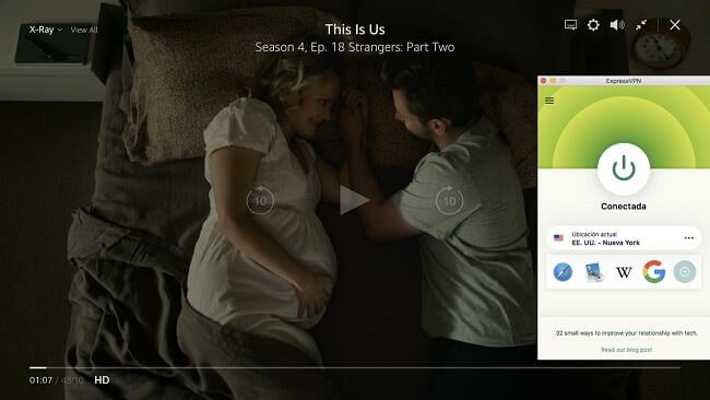 Ejemplo de ExpressVPN trabajando con la biblioteca de Amazon Prime Video