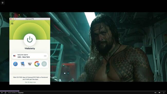 Esimerkki ExpressVPN:stä, joka toimii HBO Max -kirjaston kanssa
