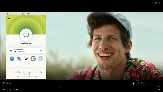 Voorbeeld van ExpressVPN die werkt met de Hulu-bibliotheek
