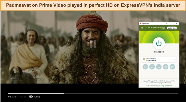 Screenshot of ExpressVPN unblocking Amazon Prime Video