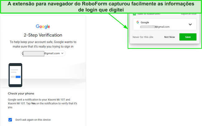 Captura de tela do recurso de salvamento automático do RoboForm