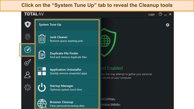 Screenshot of TotalAV PC Tune Up tools