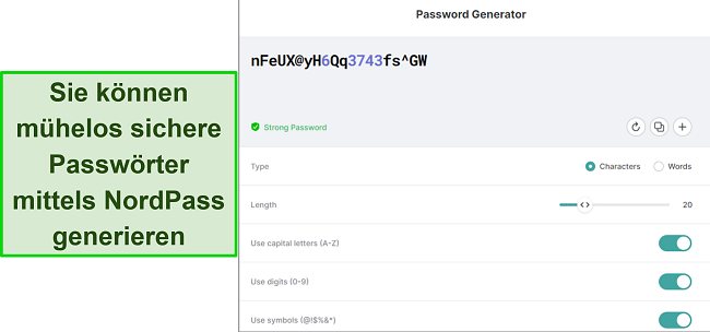 Schnappschuss des NordPass Passwort-Generators für Google Chrome