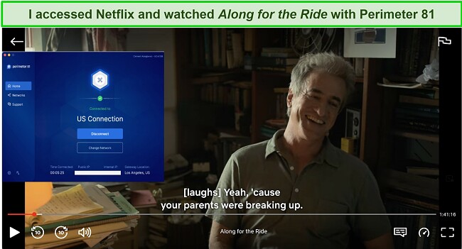 Screenshot showing Perimeter 81 unblocked Netflix in the US