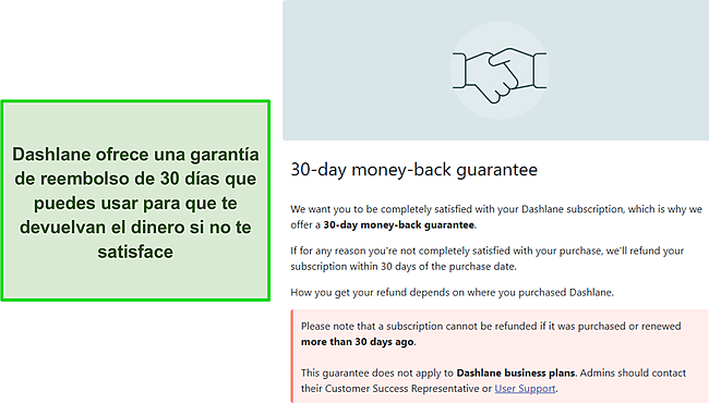 Garantía de devolución de dinero de 30 días de Dashlane.