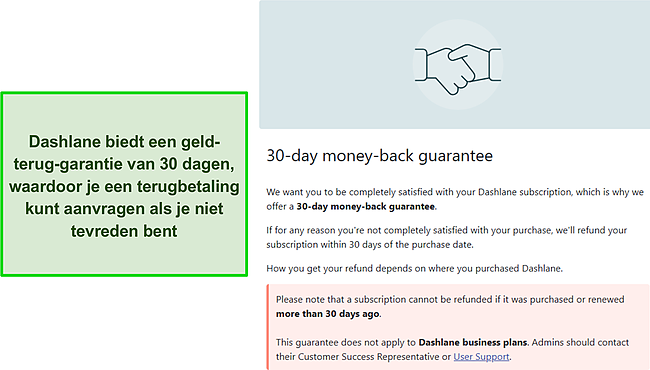 Dashlane's 30 dagen geld-terug-garantie.