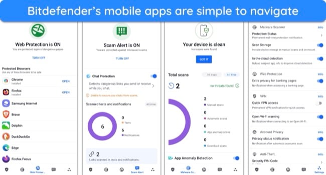  Screenshot of Bitdefender's mobile app interface