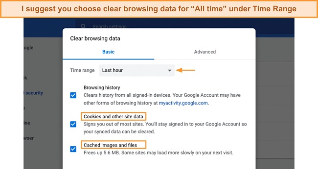 Chrome'da Göz atma geçmişinin nasıl temizleneceğinin ekran görüntüsü