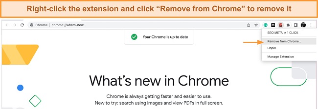 Chrome'dan bir uzantının nasıl kaldırılacağının ekran görüntüsü