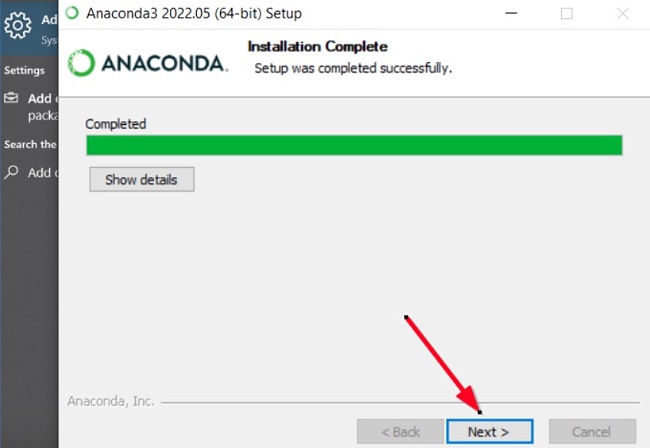 Anaconda installation process screenshot