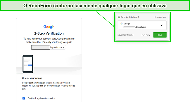 RoboForm salva automaticamente os logins usados.