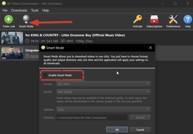how to use smart mode in 4k video downloader