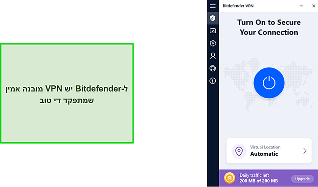 ה-VPN המובנה של Bitdefender.