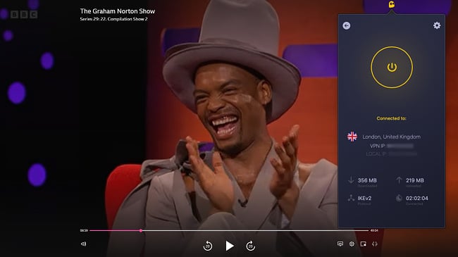 CyberGhost successfully unblocked Graham Norton Show on bbc iplayer