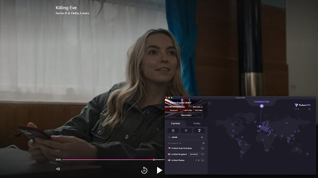 Proton VPN successfully unblocked Killing Eve on bbc iplayer