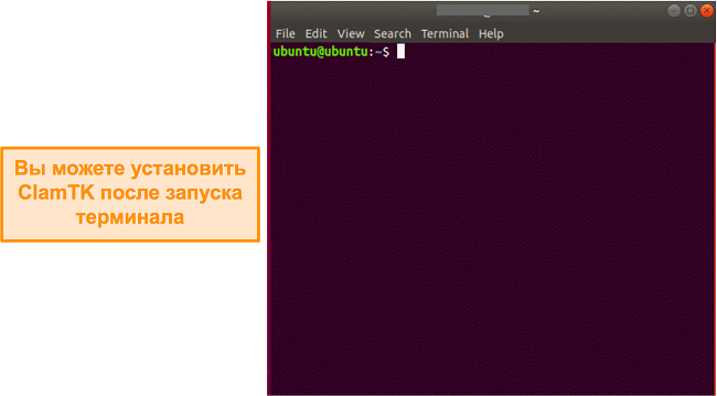 Скриншот чистого терминала в Ubuntu