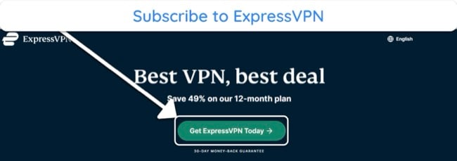 Screenshot showing how to subscribe to ExpressVPN