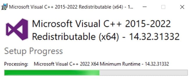 msvcp140 setup progress screenshot