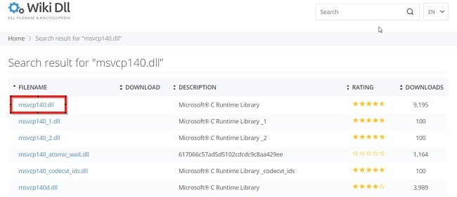 msvcp140 wiki screenshot