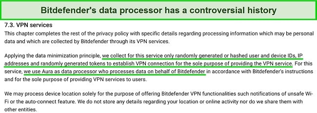 Screenshot of what Bitdefender VPN