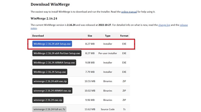 download the last version for windows WinMerge 2.16.33