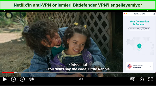 ABD Netflix'in engellemesini kaldıran Bitdefender VPN'in ekran görüntüsü