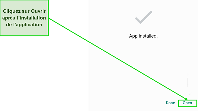 Capture d'écran de la fenêtre d'installation de l'application sur Android