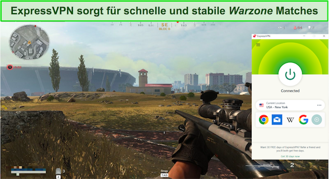 Screenshot von Call of Duty: Warzone mit ExpressVPN US-Servern