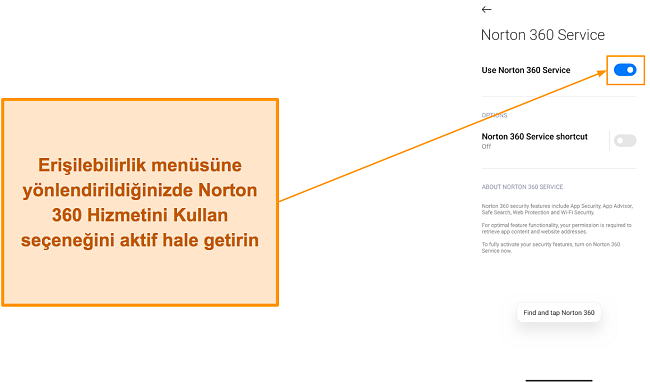 Android'de Norton 360 Hizmetini Etkinleştirme