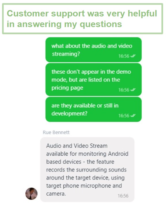 Hoverwatch customer support feature question