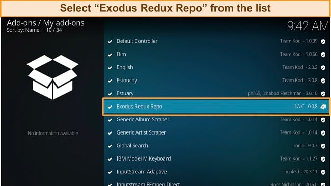 Exodus select repo screenshot